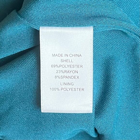 CeCe by CYNTHIA STEFFE Women 12 Green Teal Black Velvet Damask Knee Sheath Dress - Picture 5 of 6